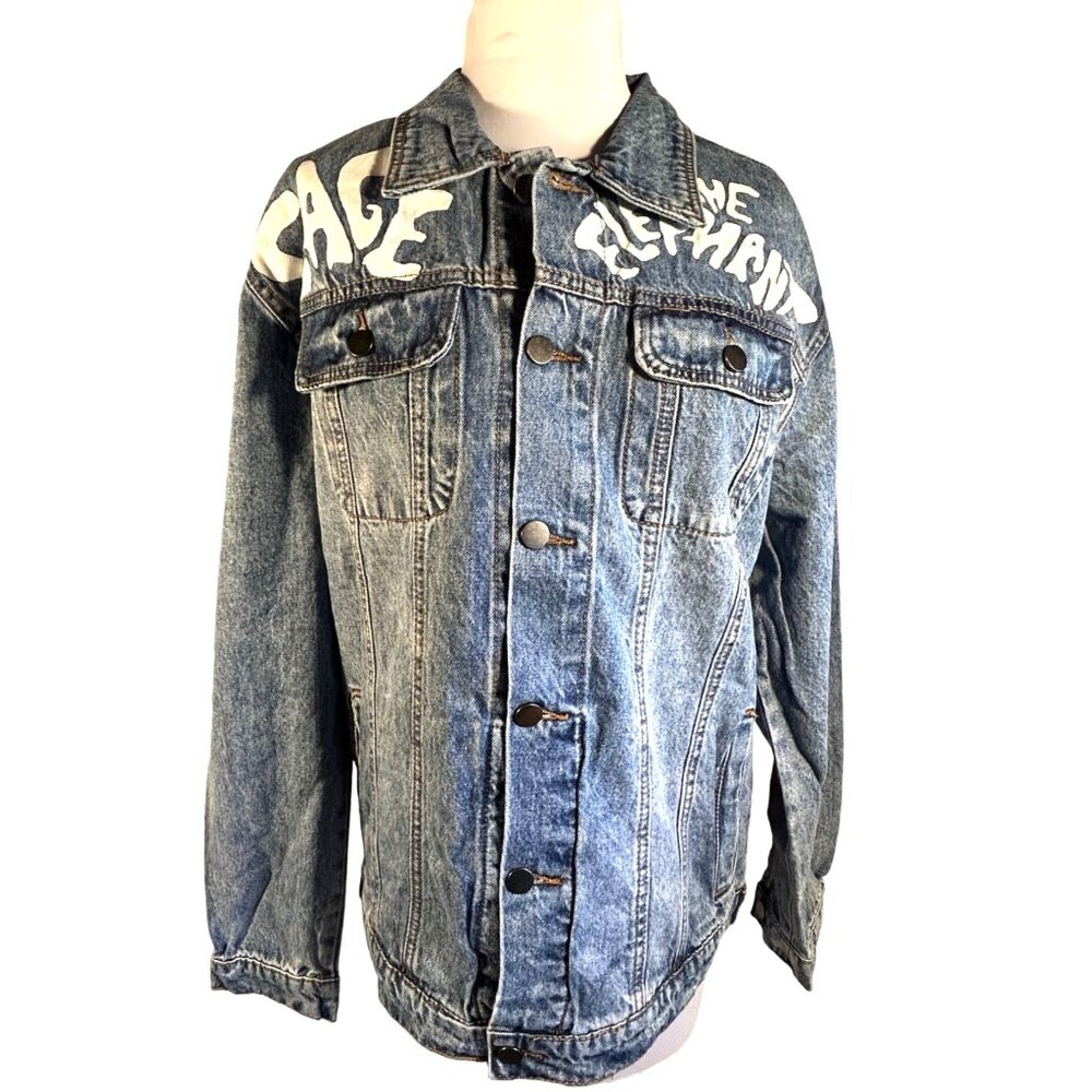 Cage The Elephant Band Concert Graphic Blue Denim Jean Jacket S